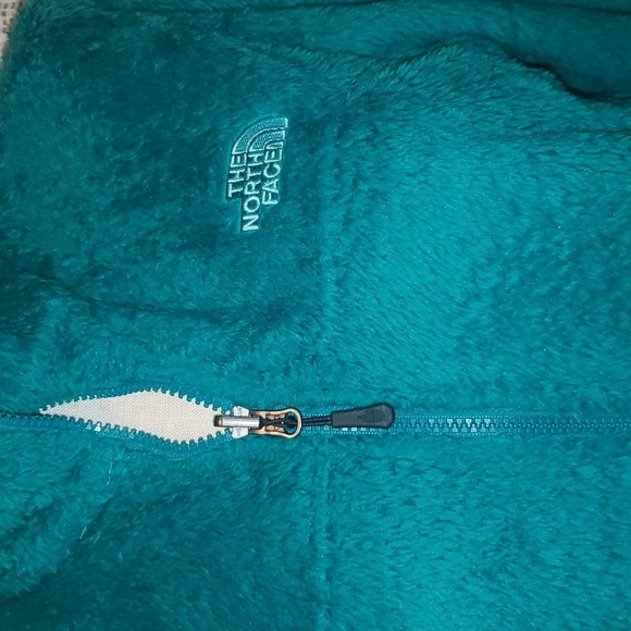 North Face Jacket Teal Green Fuzzy Fleece Full Zip Longline Jacket - Picture 2 of 8